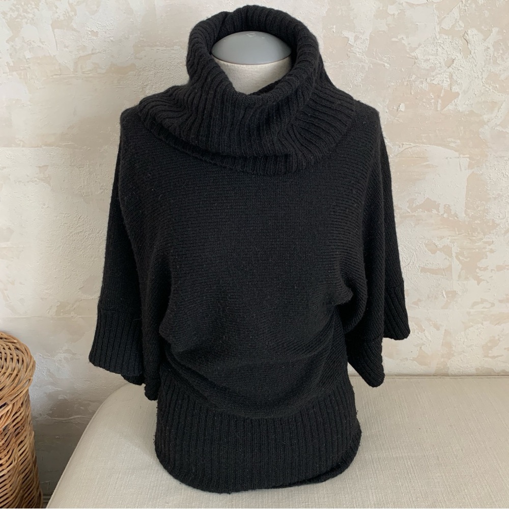 Banana Republic Black Dolman Cowl Turtle Neck Wool Blend Sweater XS